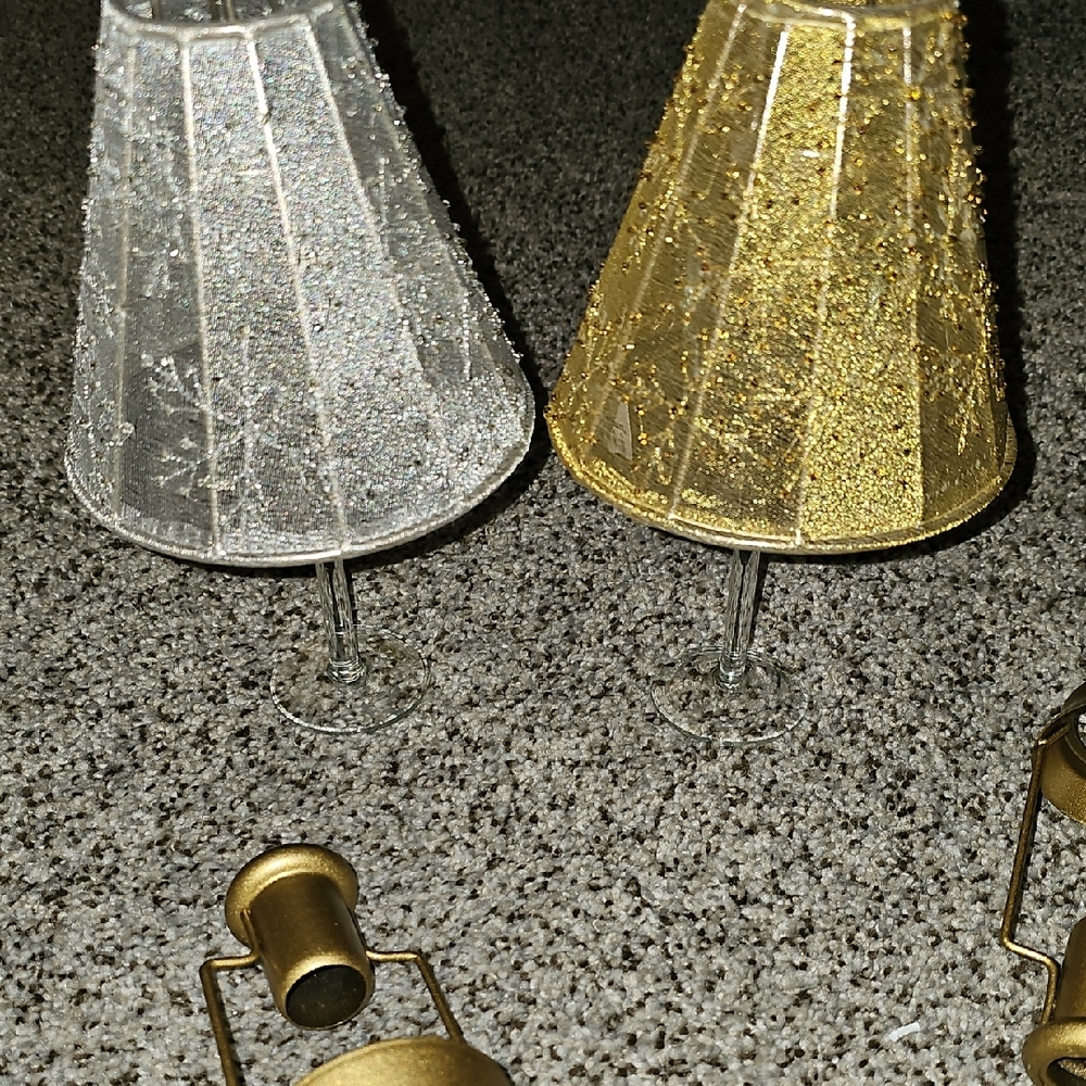 Cost Plus World Market Gold Silver Beaded Snowflake Shades For Candles